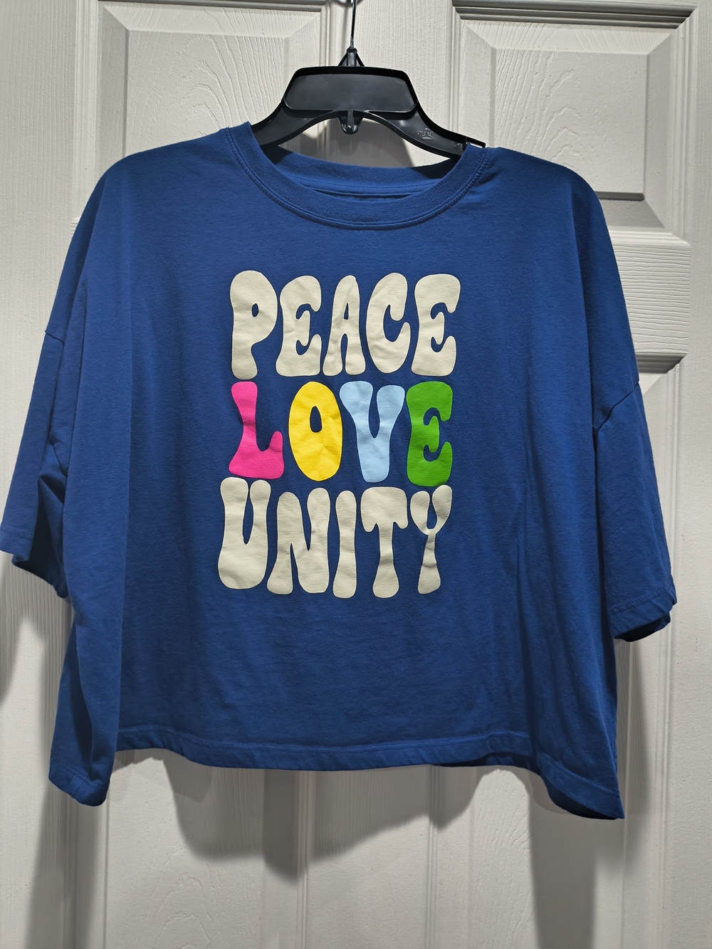 Sonoma Blue 'Peace Love Unity' Graphic Tee with Colorful Letters